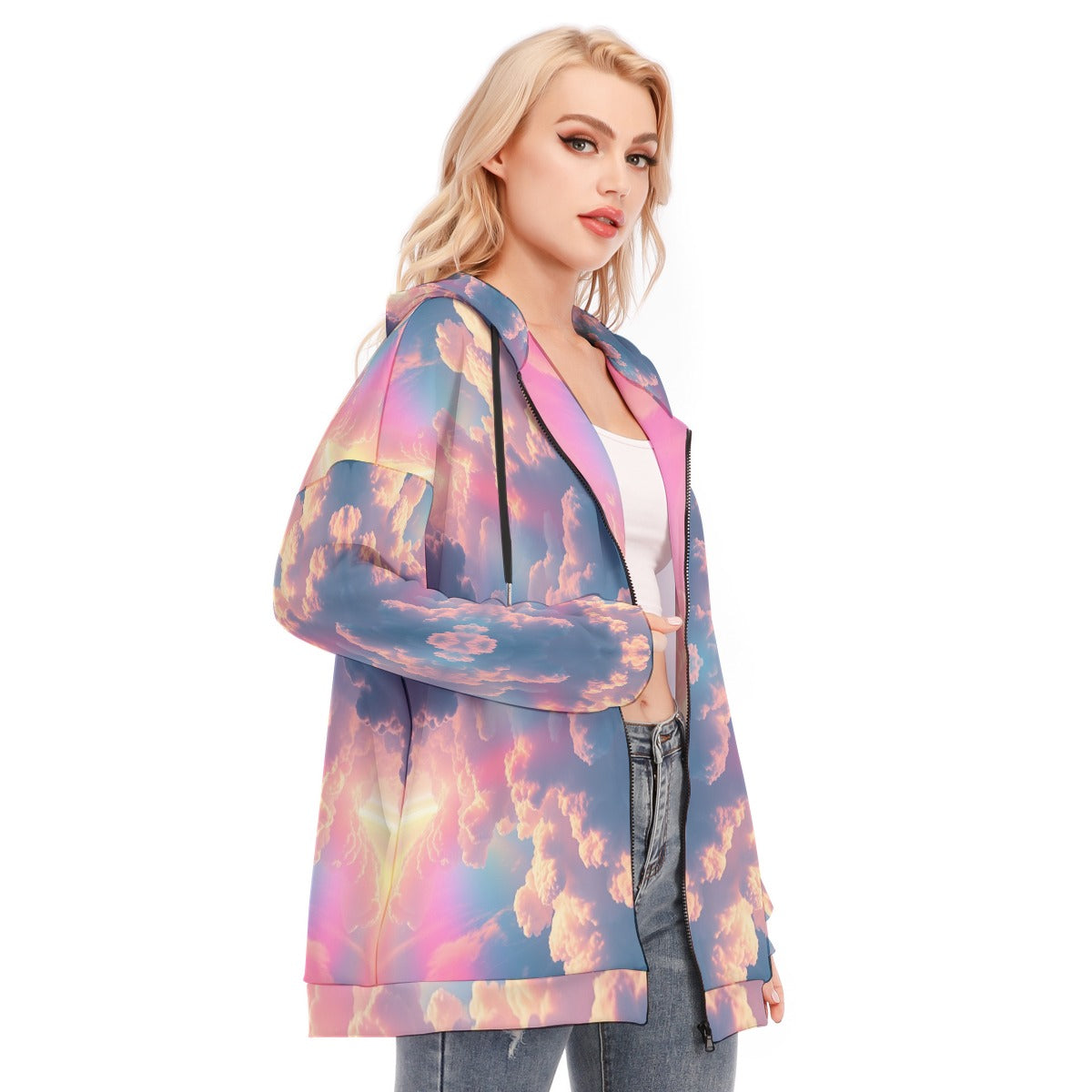 Women's Long Hoodie With Zipper Closure