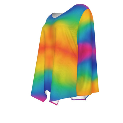 Women's V-neck T-shirt With Irregular Hem