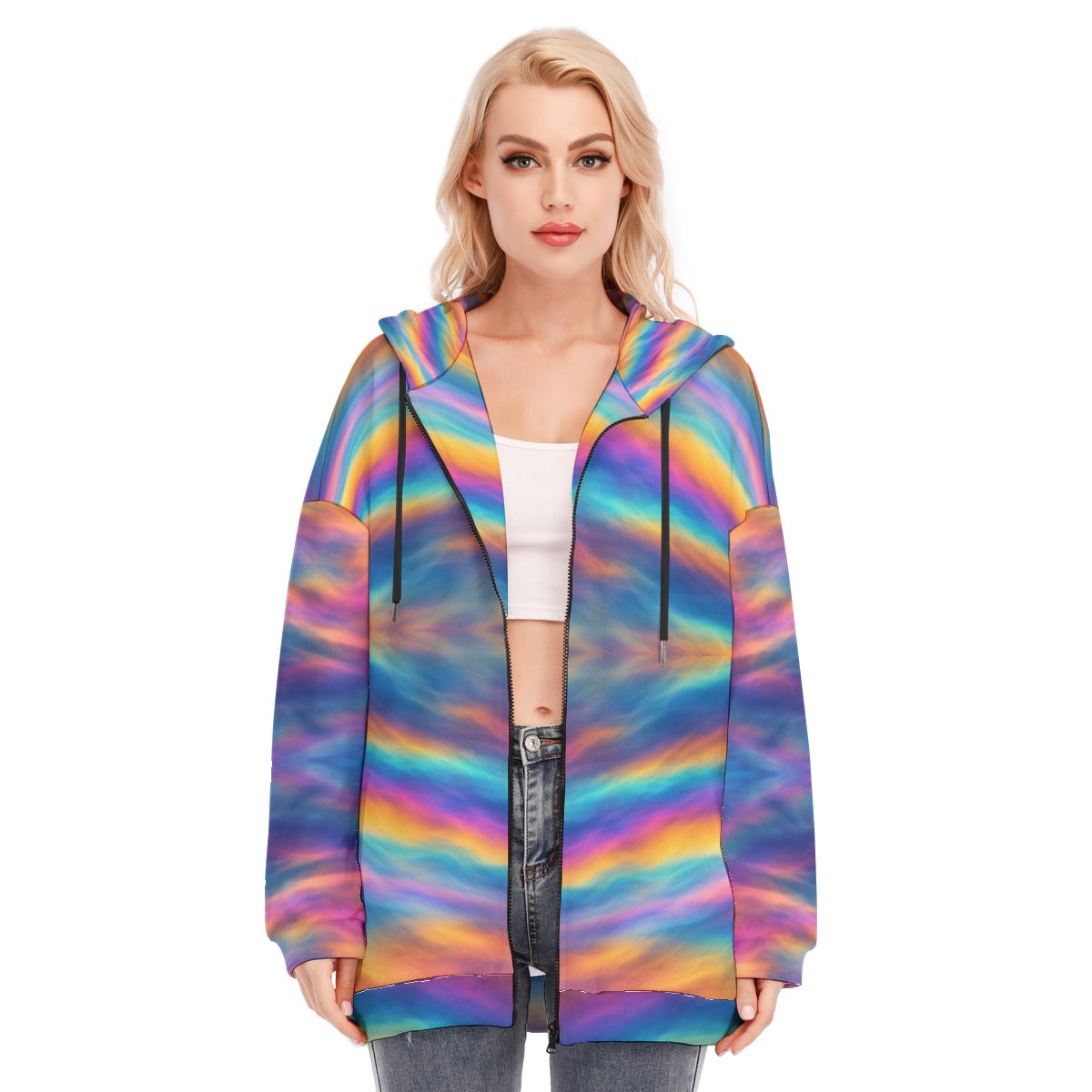 Women's Long Hoodie With Zipper Closure