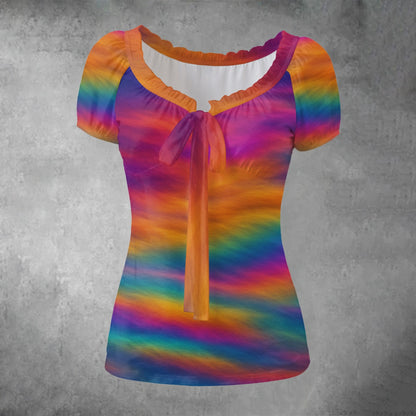 Women's Puff Sleeve Pleated Shirt