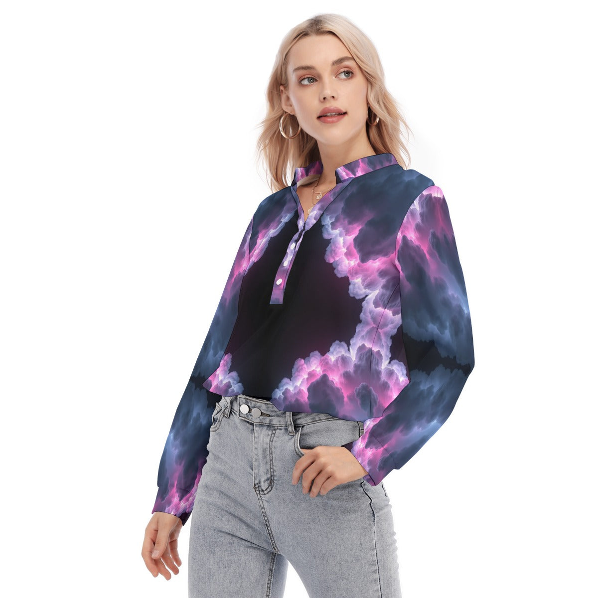 Women's Long Sleeve Blouse With Button Closure