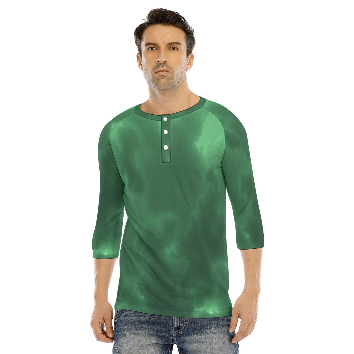 Men's Bracelet Sleeve T-shirt With Button Closure - view 1