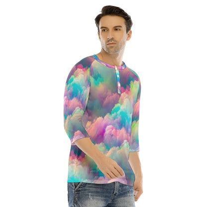 Men's Bracelet Sleeve T-shirt With Button Closure - view 2