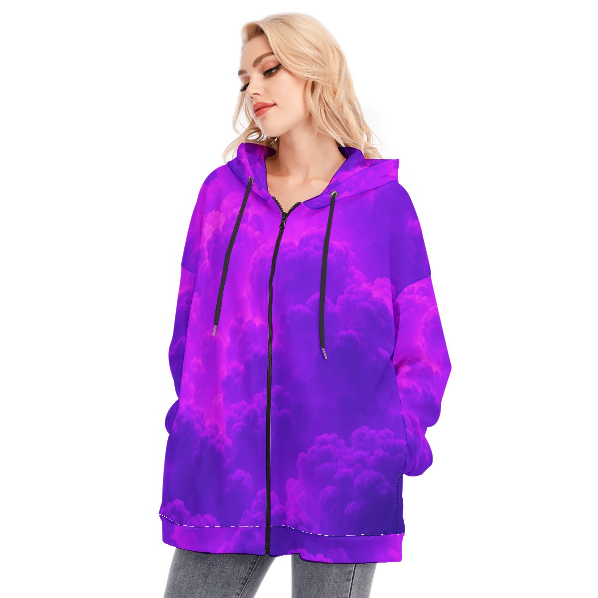 Women's Long Hoodie With Zipper Closure