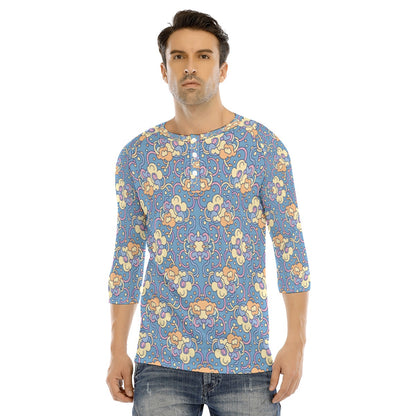 Men's Bracelet Sleeve T-shirt With Button Closure - view 1