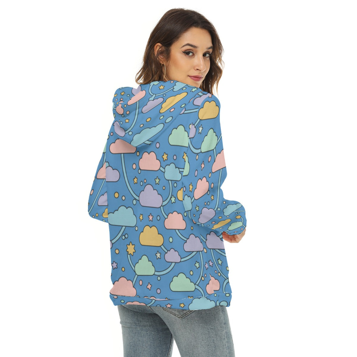 Women's Borg Fleece Hoodie With Half Zip