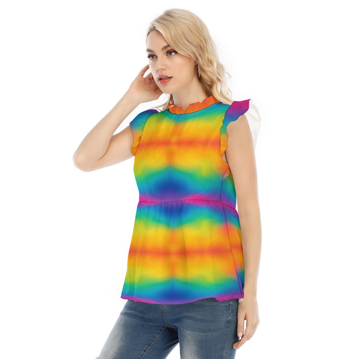 Women's Blouse With Lotus Leaf Lace