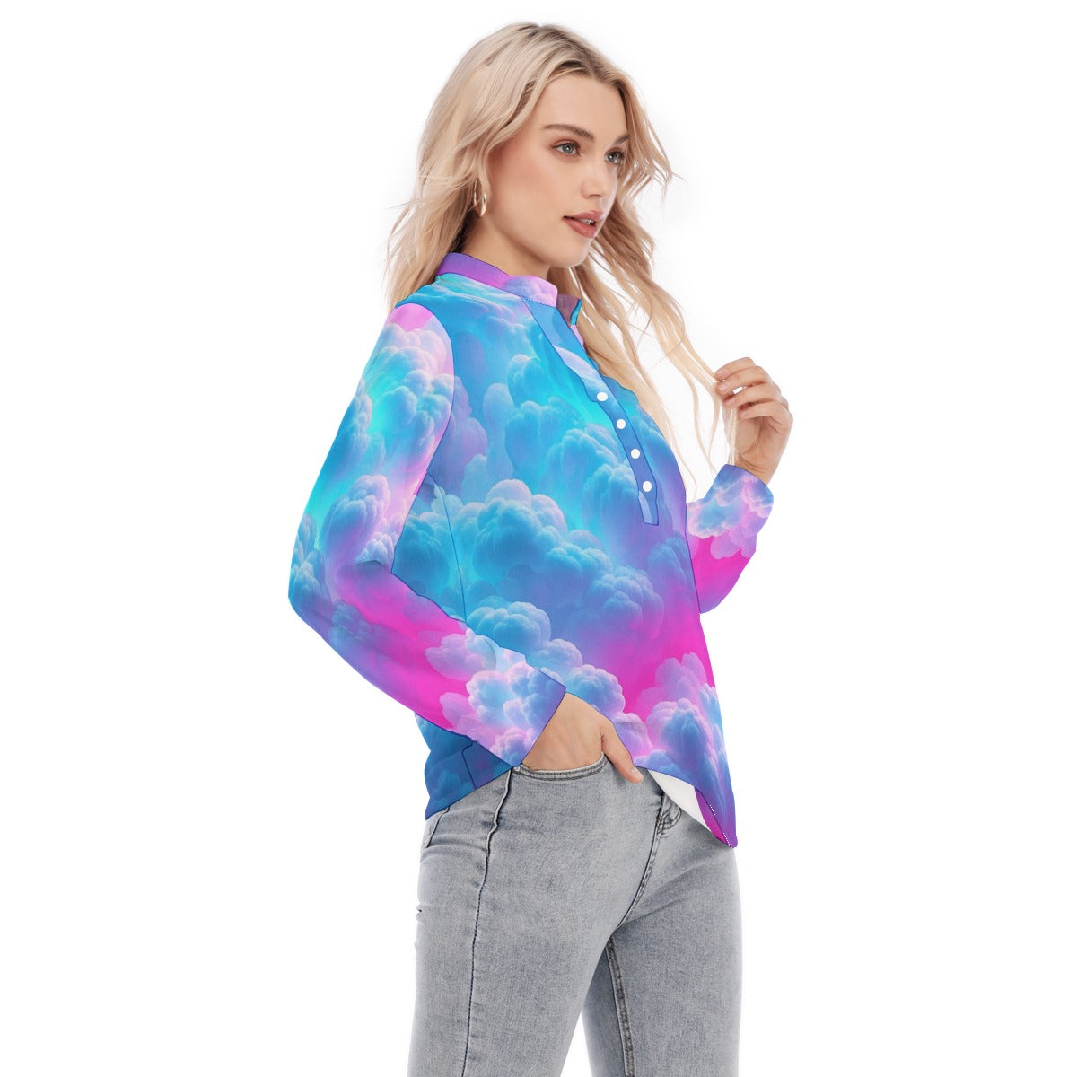 Women's Long Sleeve Blouse With Button Closure