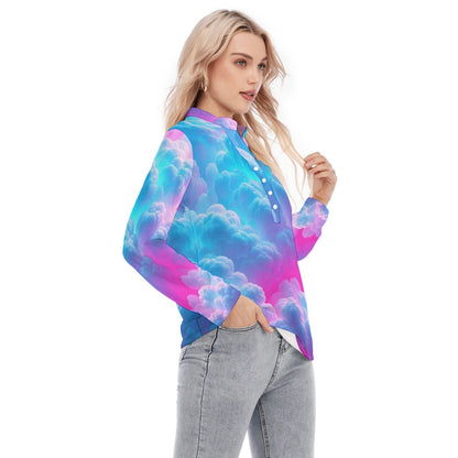 Women's Long Sleeve Blouse With Button Closure