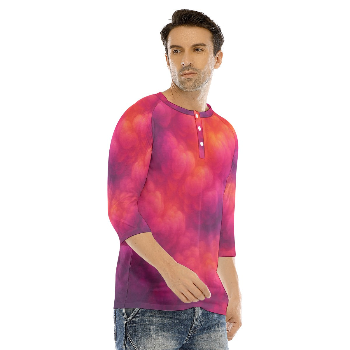 Men's Bracelet Sleeve T-shirt With Button Closure - view 2