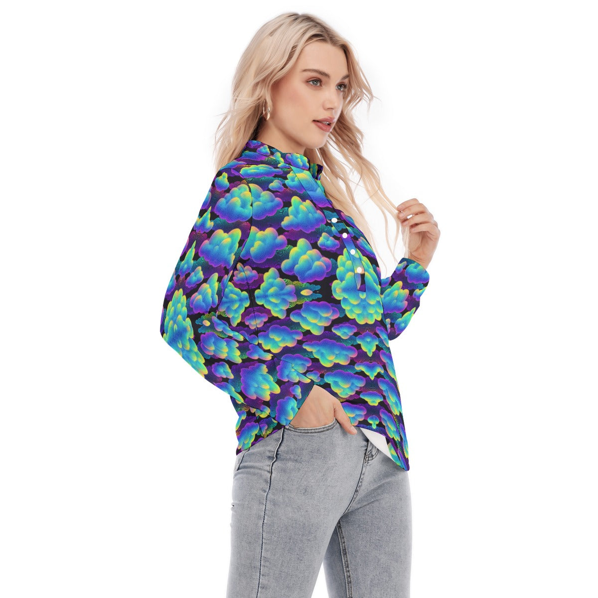 Women's Long Sleeve Blouse With Button Closure