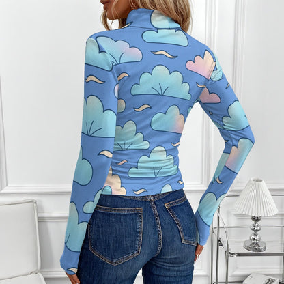 Women's Women's High-Neck Top With Long Sleeve