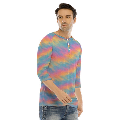 Men's Bracelet Sleeve T-shirt With Button Closure - view 2