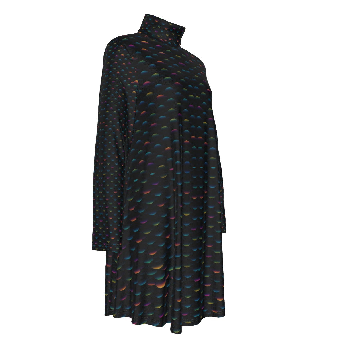 Women's High Neck Dress With Long Sleeve