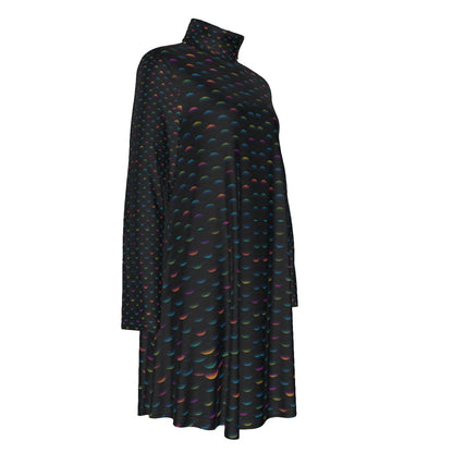 Women's High Neck Dress With Long Sleeve