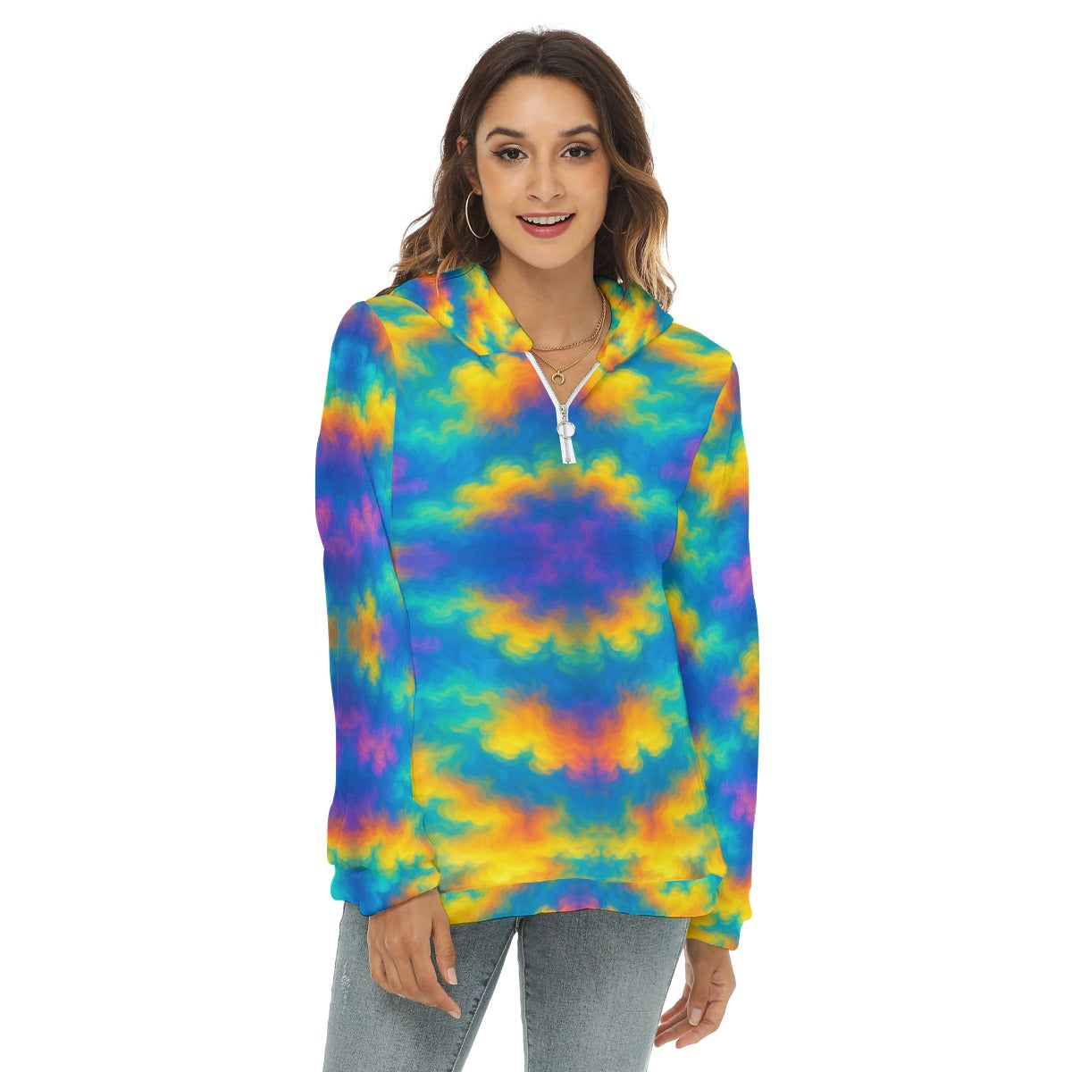 Women's Borg Fleece Hoodie With Half Zip