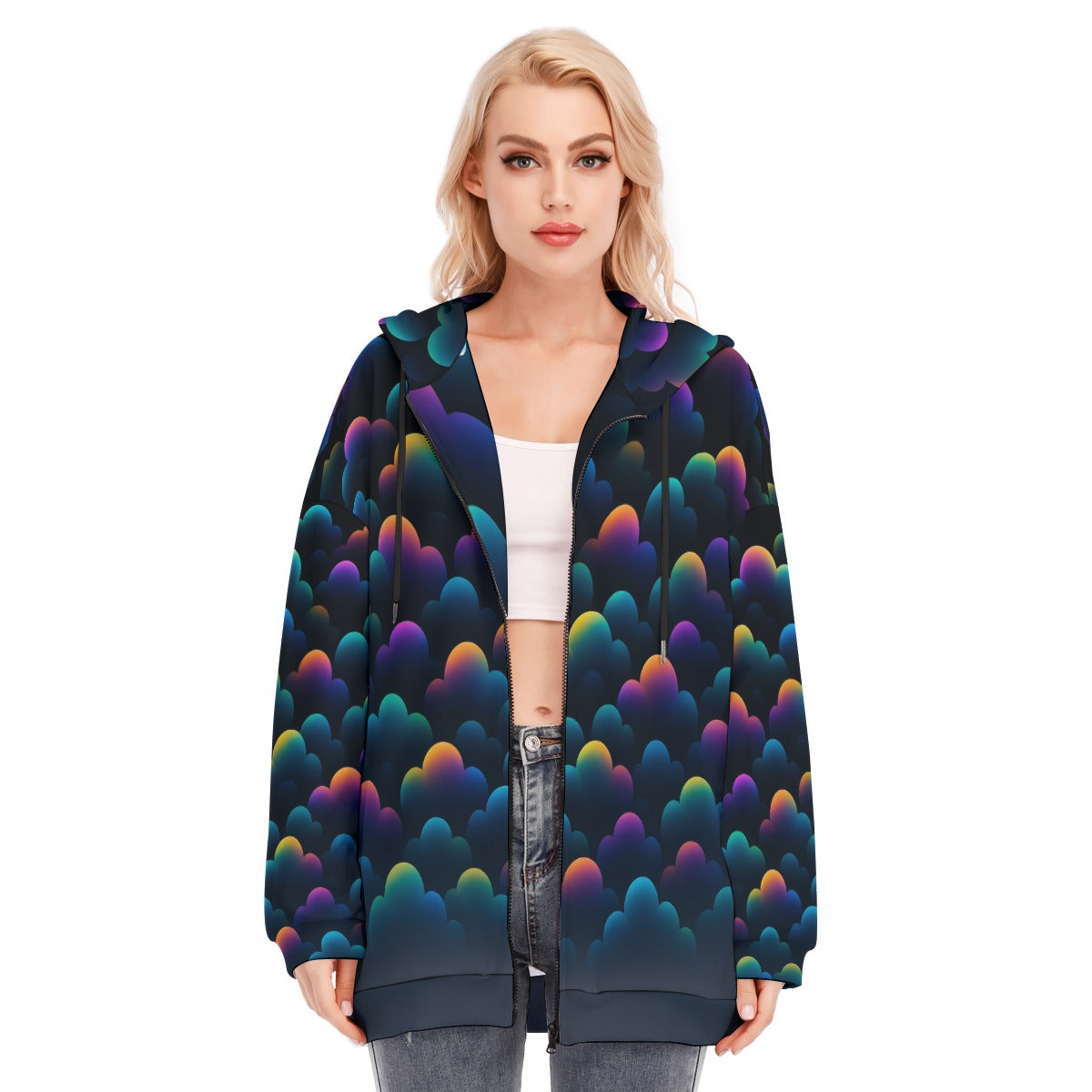 Women's Long Hoodie With Zipper Closure