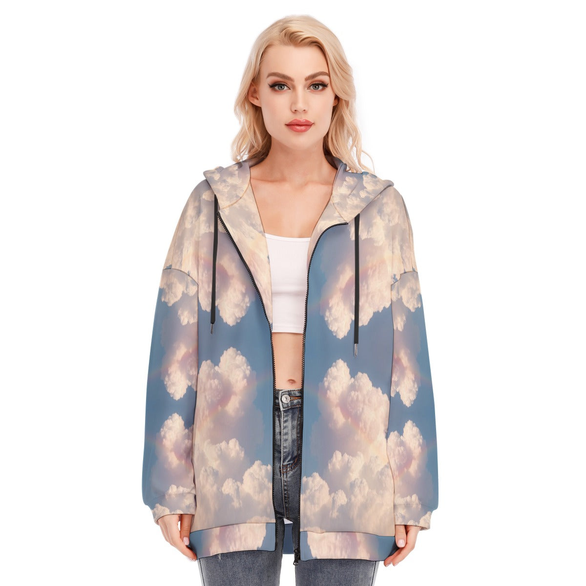 Women's Long Hoodie With Zipper Closure