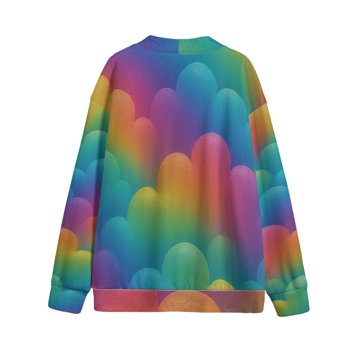 Unisex V-neck Knitted Fleece Cardigan With Button Closure