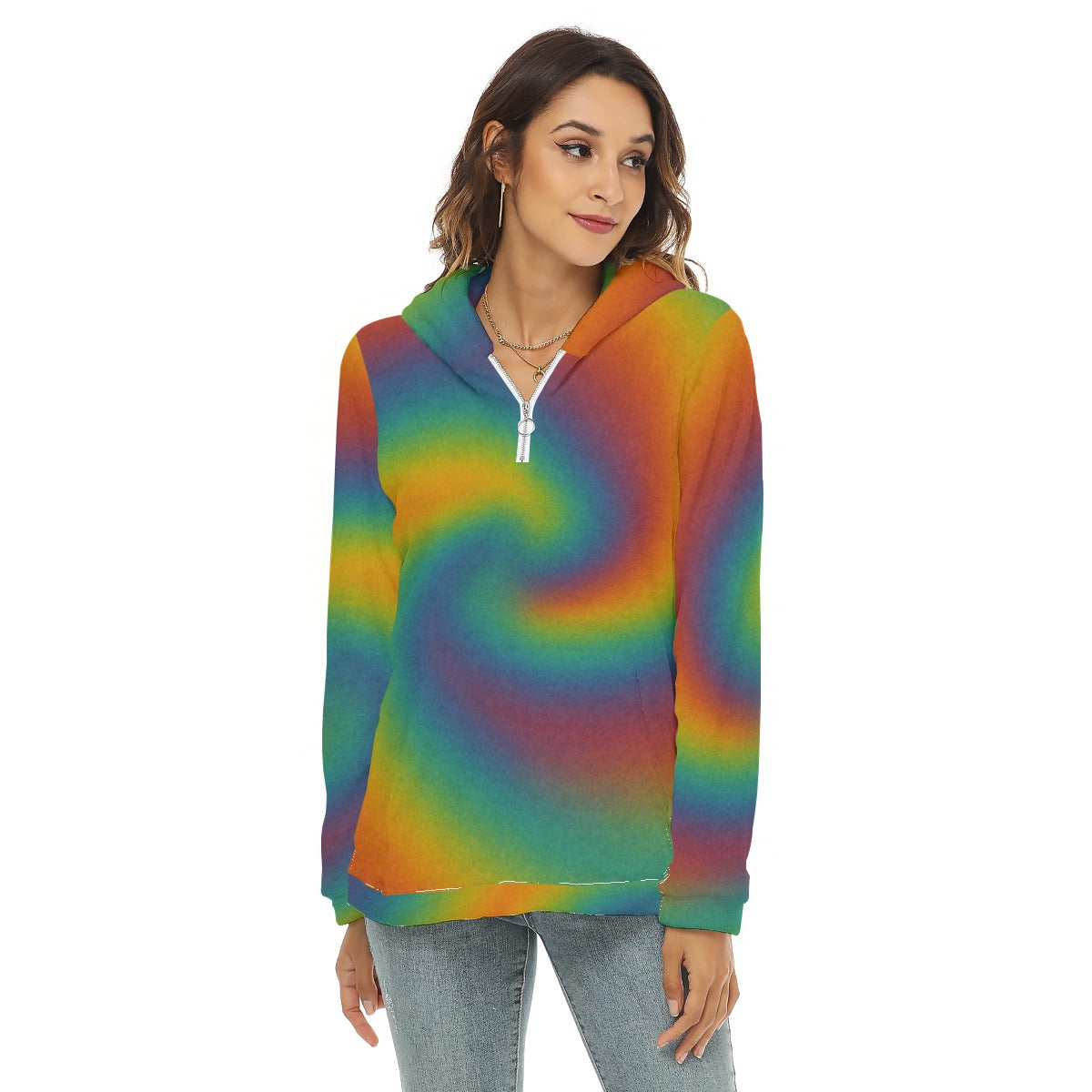 Women's Borg Fleece Hoodie With Half Zip