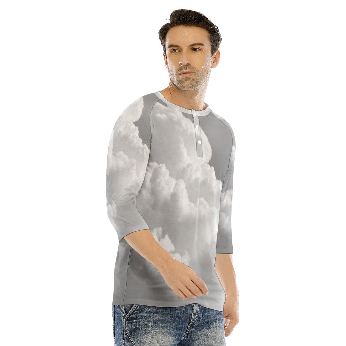 Men's Bracelet Sleeve T-shirt With Button Closure - view 2