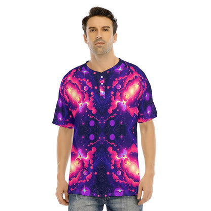 Men's Raglan Sleeve T-shirt With Button Closure