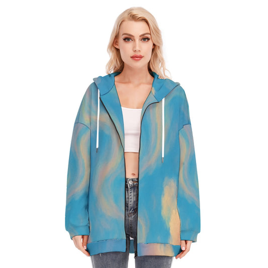 Women's Long Hoodie With Zipper Closure