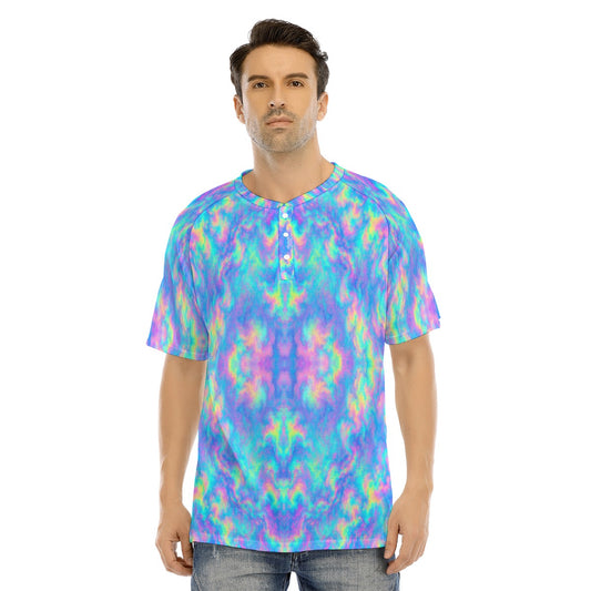 Men's Raglan Sleeve T-shirt With Button Closure