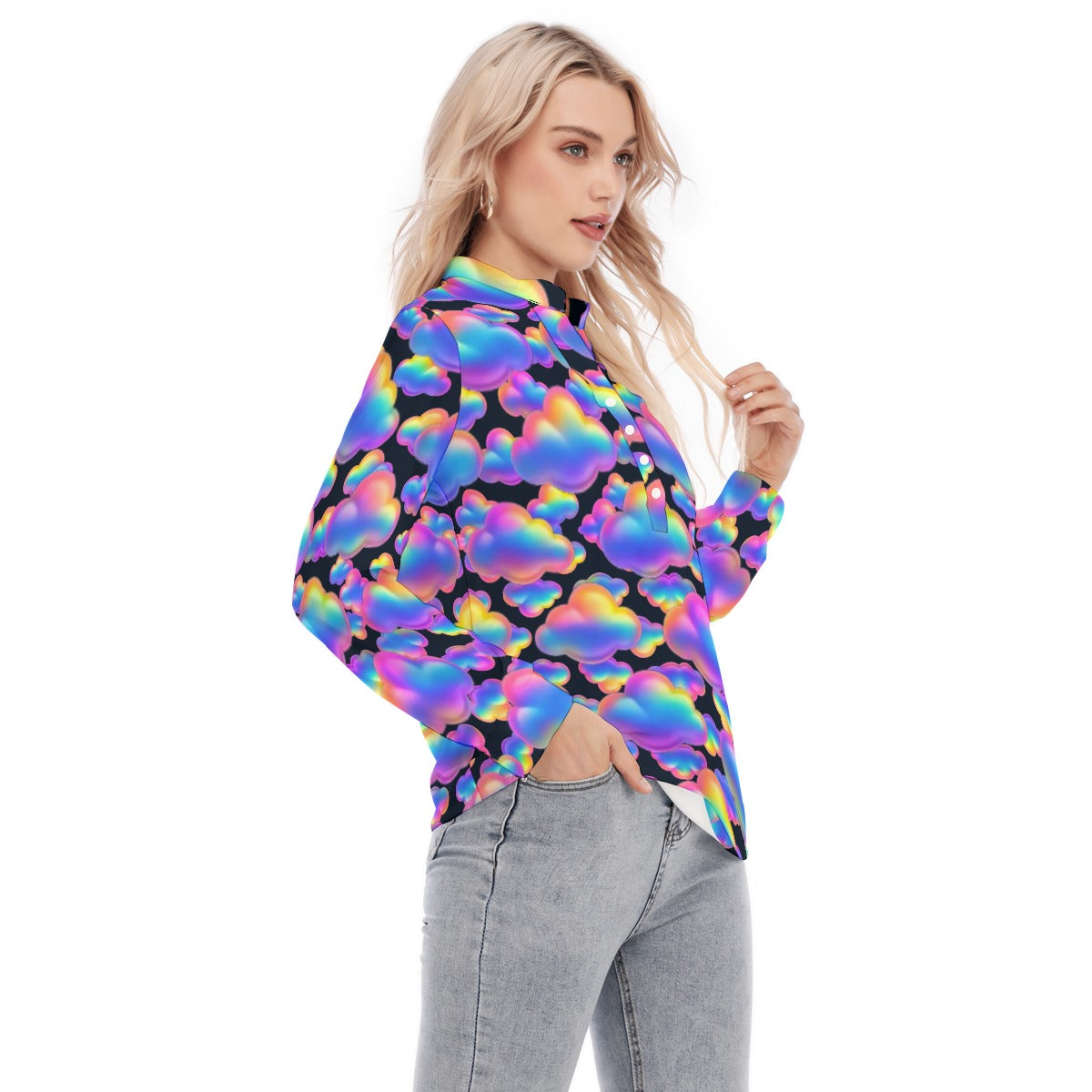 Women's Long Sleeve Blouse With Button Closure