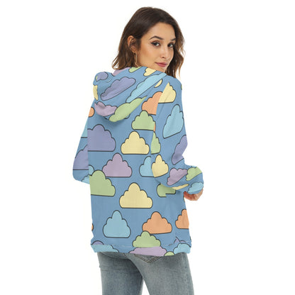 Women's Borg Fleece Hoodie With Half Zip