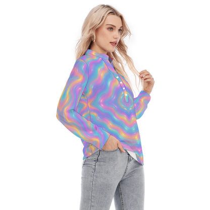 Women's Long Sleeve Blouse With Button Closure