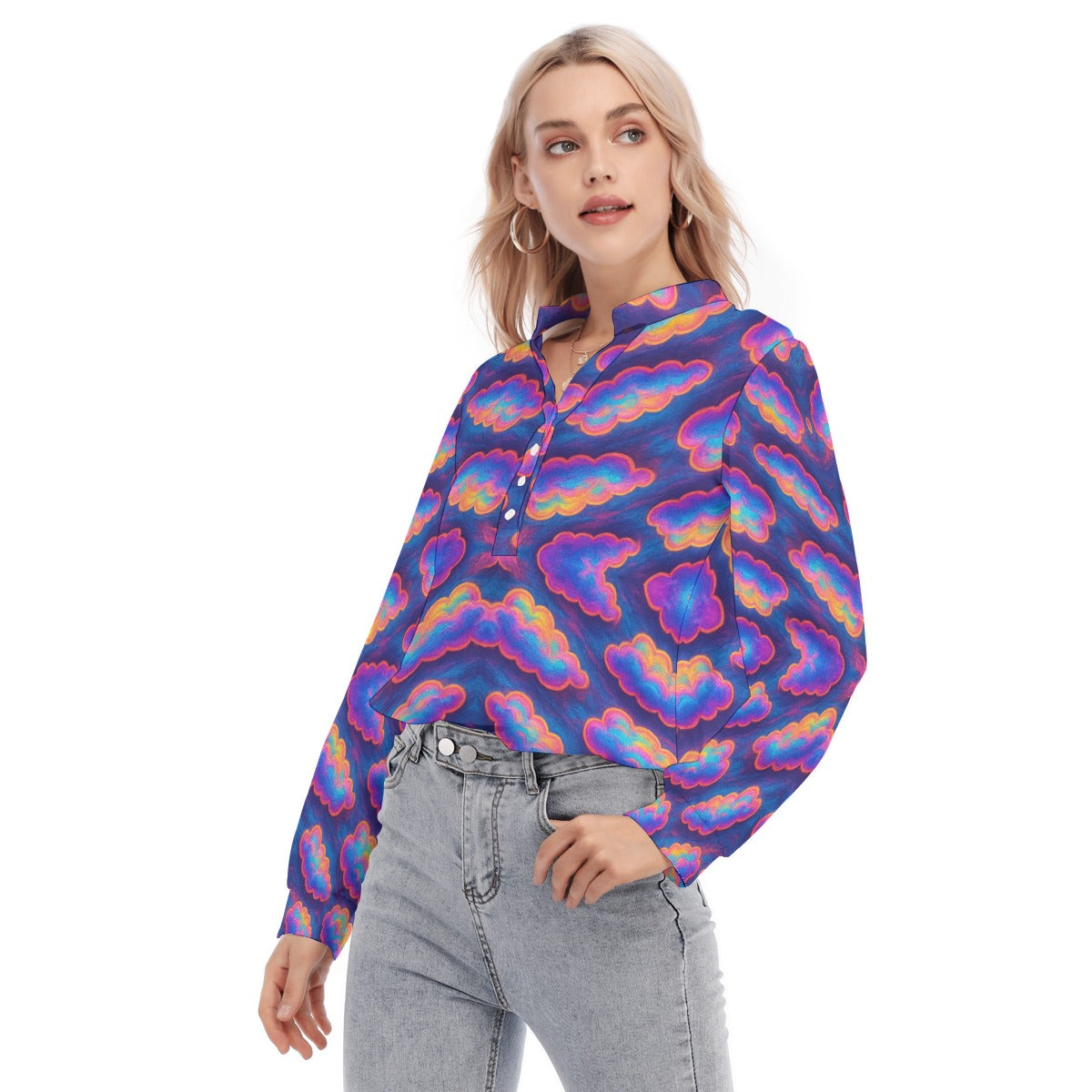 Women's Long Sleeve Blouse With Button Closure