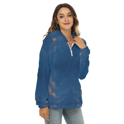 Women's Borg Fleece Hoodie With Half Zip
