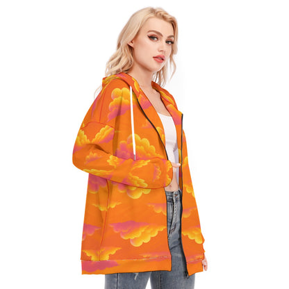Women's Long Hoodie With Zipper Closure
