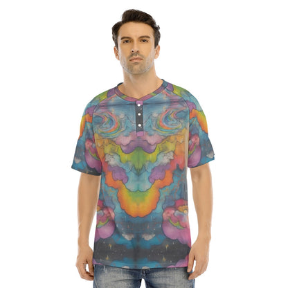 Men's Raglan Sleeve T-shirt With Button Closure