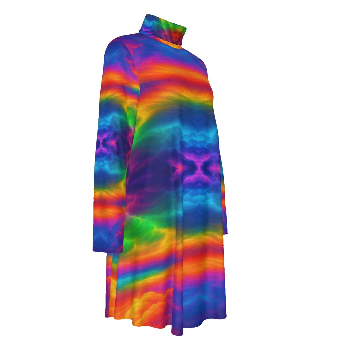 Women's High Neck Dress With Long Sleeve