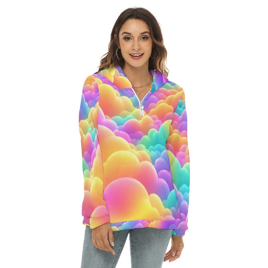 Women's Borg Fleece Hoodie With Half Zip