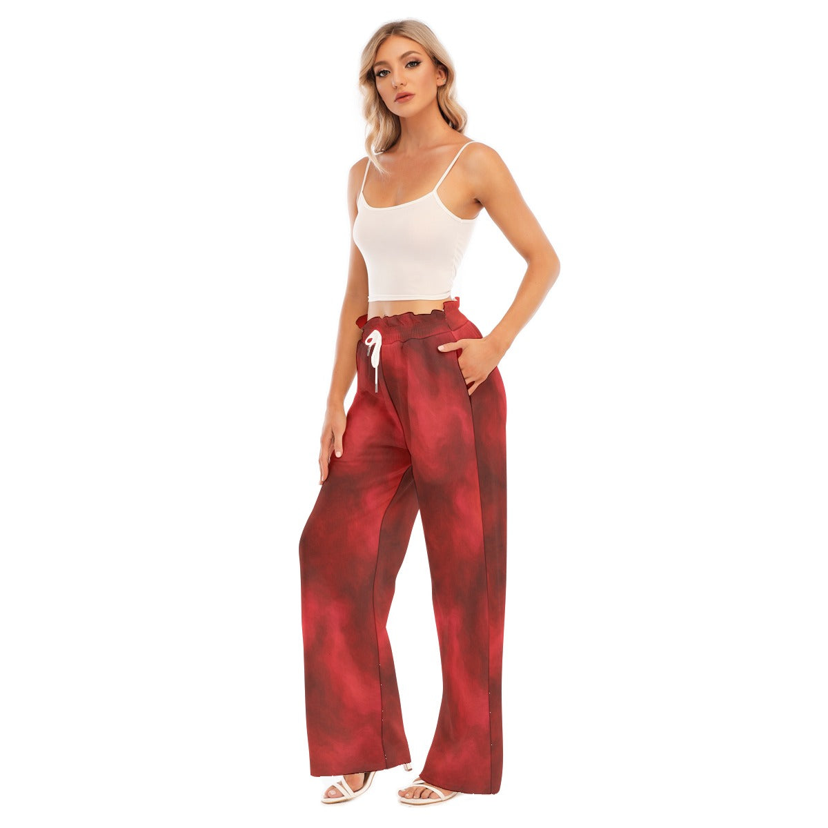 Women's Waist Fungus Edge Wide-leg Pants