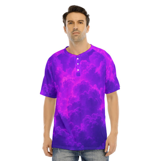 Men's Raglan Sleeve T-shirt With Button Closure