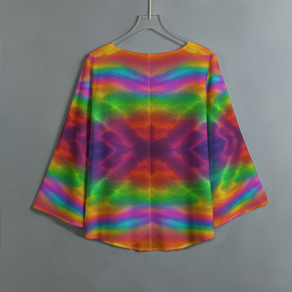 Women's V-neck T-shirt With Irregular Hem