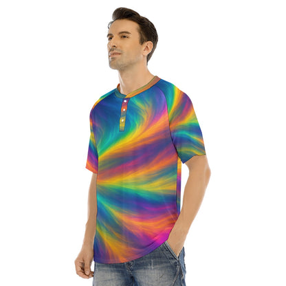 Men's Raglan Sleeve T-shirt With Button Closure