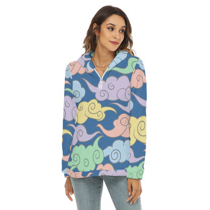 Women's Borg Fleece Hoodie With Half Zip