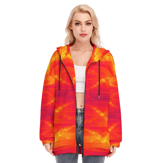 Women's Long Hoodie With Zipper Closure