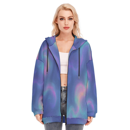 Women's Long Hoodie With Zipper Closure