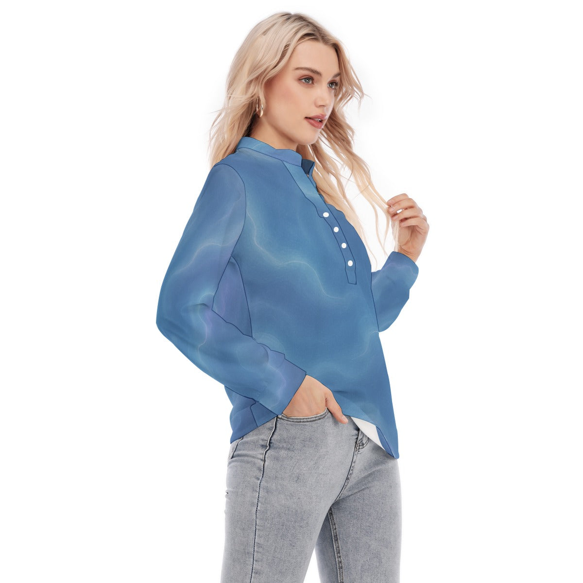 Women's Long Sleeve Blouse With Button Closure