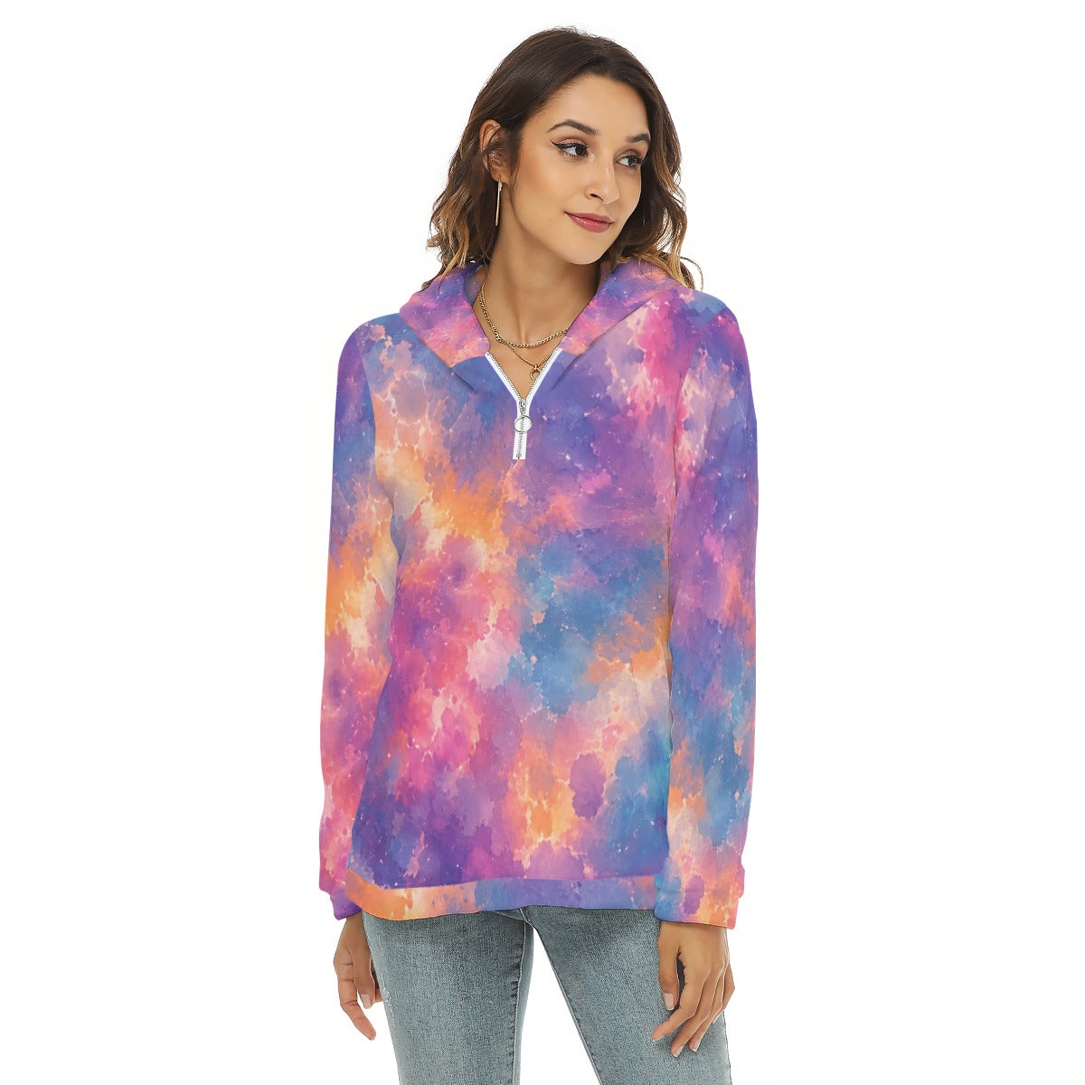 Women's Borg Fleece Hoodie With Half Zip by O’Nimbus – view 3