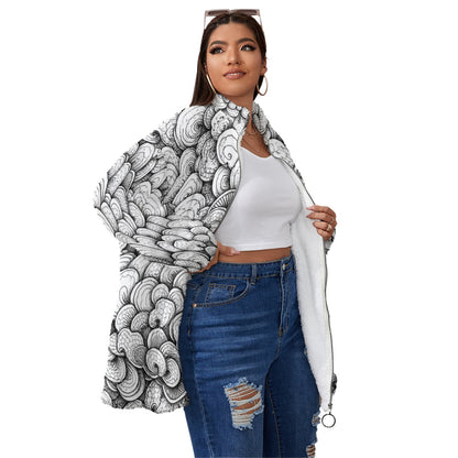 Unisex Borg Fleece Stand-up Collar Coat With Zipper Closure(Plus Size)