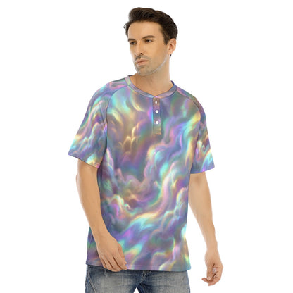 Men's Raglan Sleeve T-shirt With Button Closure