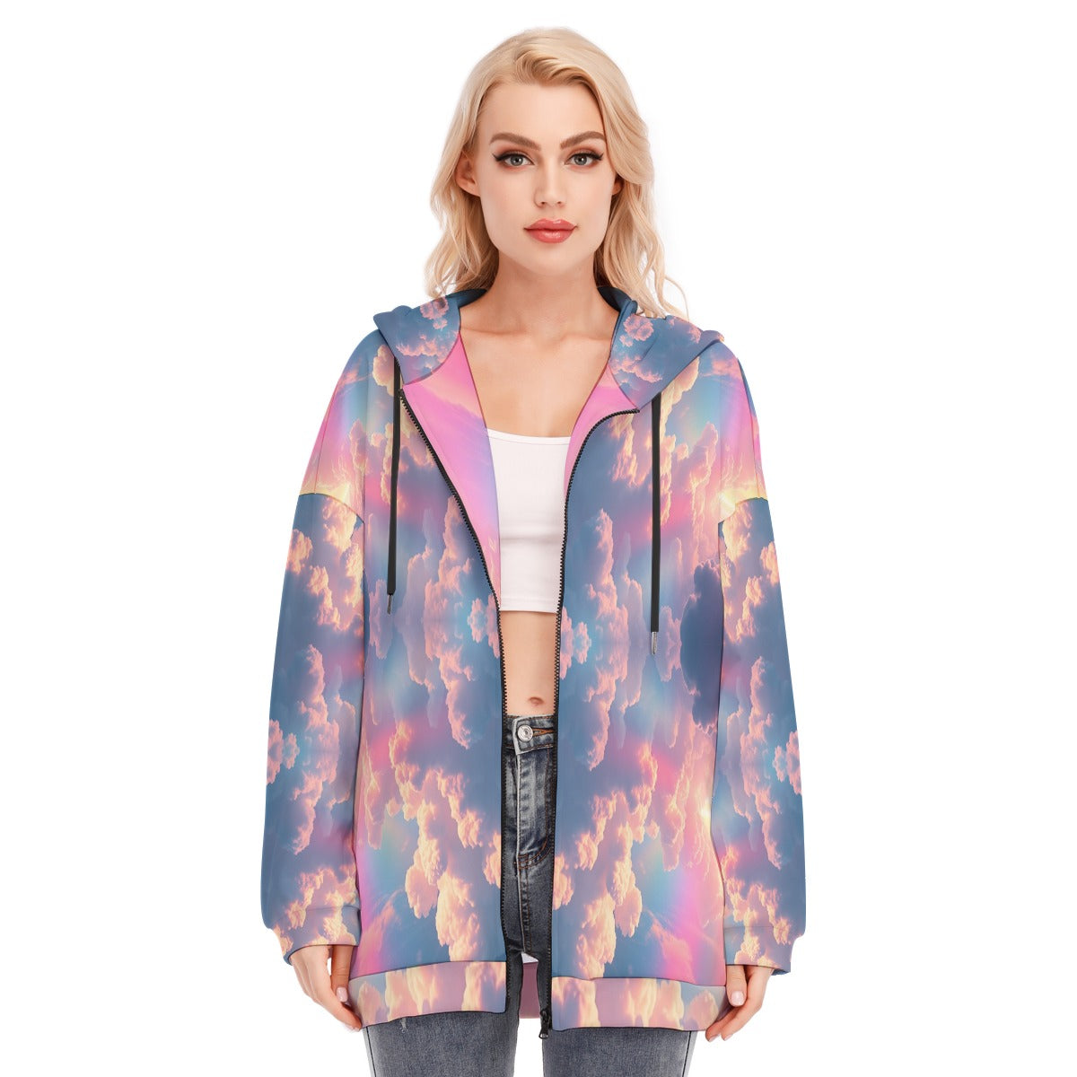 Women's Long Hoodie With Zipper Closure