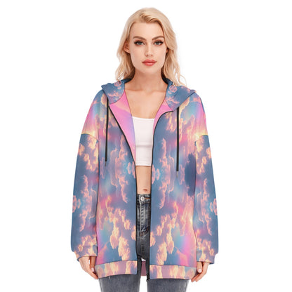 Women's Long Hoodie With Zipper Closure